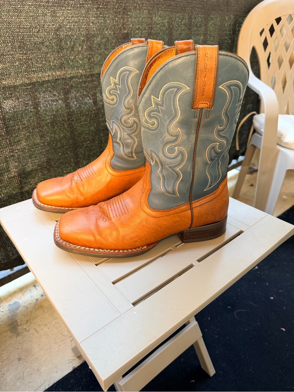 Ariat Tan Foot & Blue Shaft Men's Western Cowboy Boots Size 10.5D
